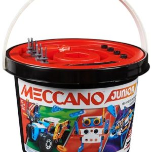 MECCANO - BARIL 150 PIECES MECCANO JUNIOR - 5 Modèles Différents A Construire - Jeu de Construction Avec 2 Outils - Alternative Aux Ecrans - Jouet Enfant 5 Ans Et +
