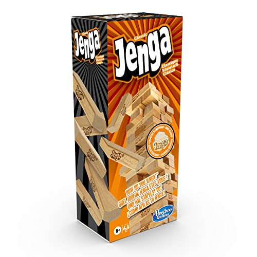 Hasbro Gaming Jenga, Jeu De Société en Bois, Jeu d’Adresse pour Enfants Et Familles, Version Française, Cadeau De Noël, Idées Cadeaux d'anniversaire, À Partir De 6 Ans
