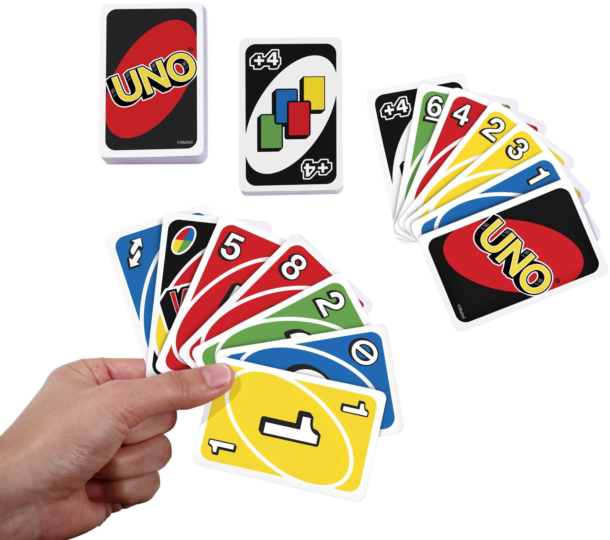 Mattel Games UNO Classique, Jeu De Cartes Familial pour Enfants Et Adultes, Jeu De Société pour Soirée Jeux en Famille Ou en Voyage, 2 À 10 Joueurs, Jouet pour Enfant de 7 Ans et Plus, W2087 – Image 2