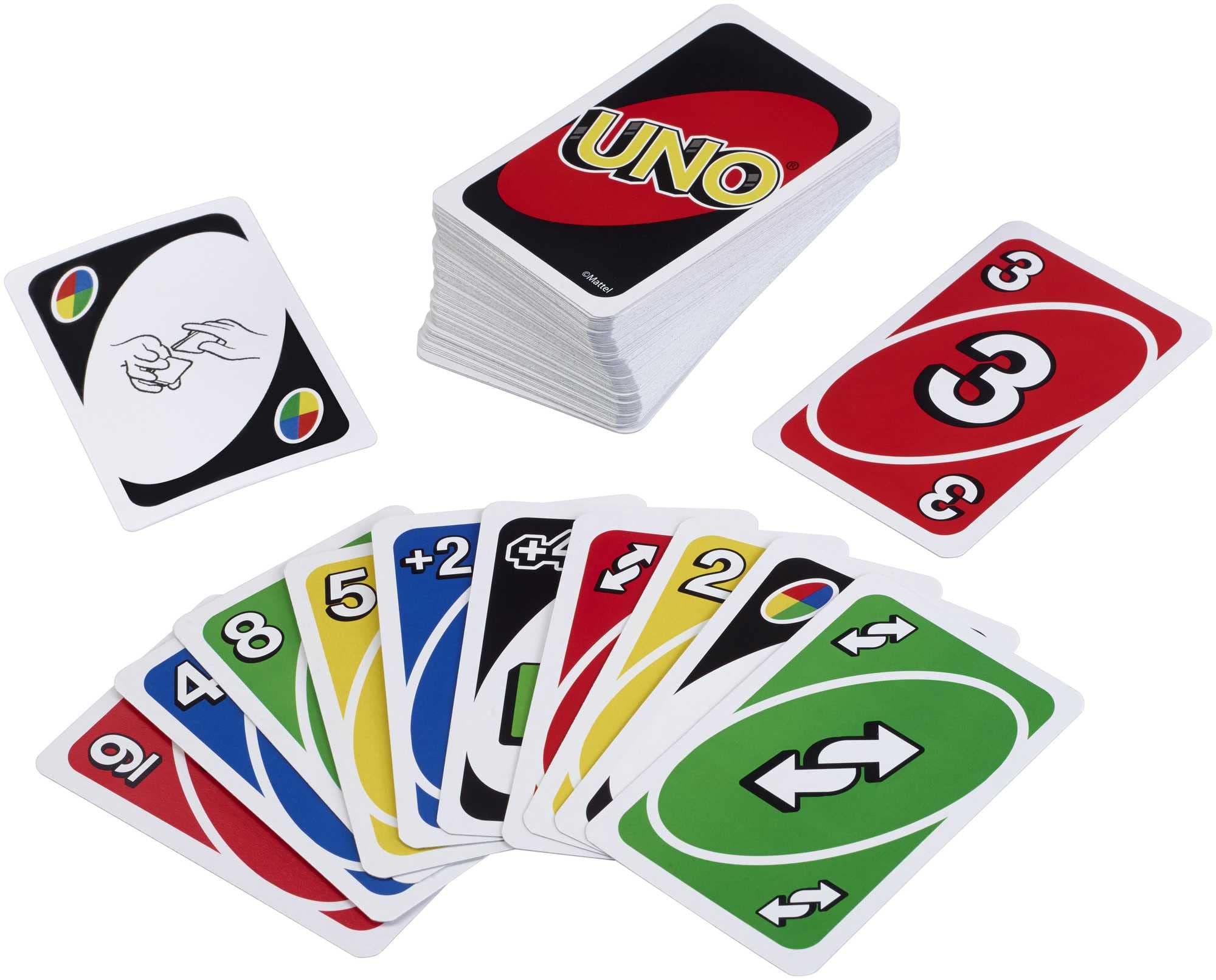 Mattel Games UNO Classique, Jeu De Cartes Familial pour Enfants Et Adultes, Jeu De Société pour Soirée Jeux en Famille Ou en Voyage, 2 À 10 Joueurs, Jouet pour Enfant de 7 Ans et Plus, W2087 – Image 4