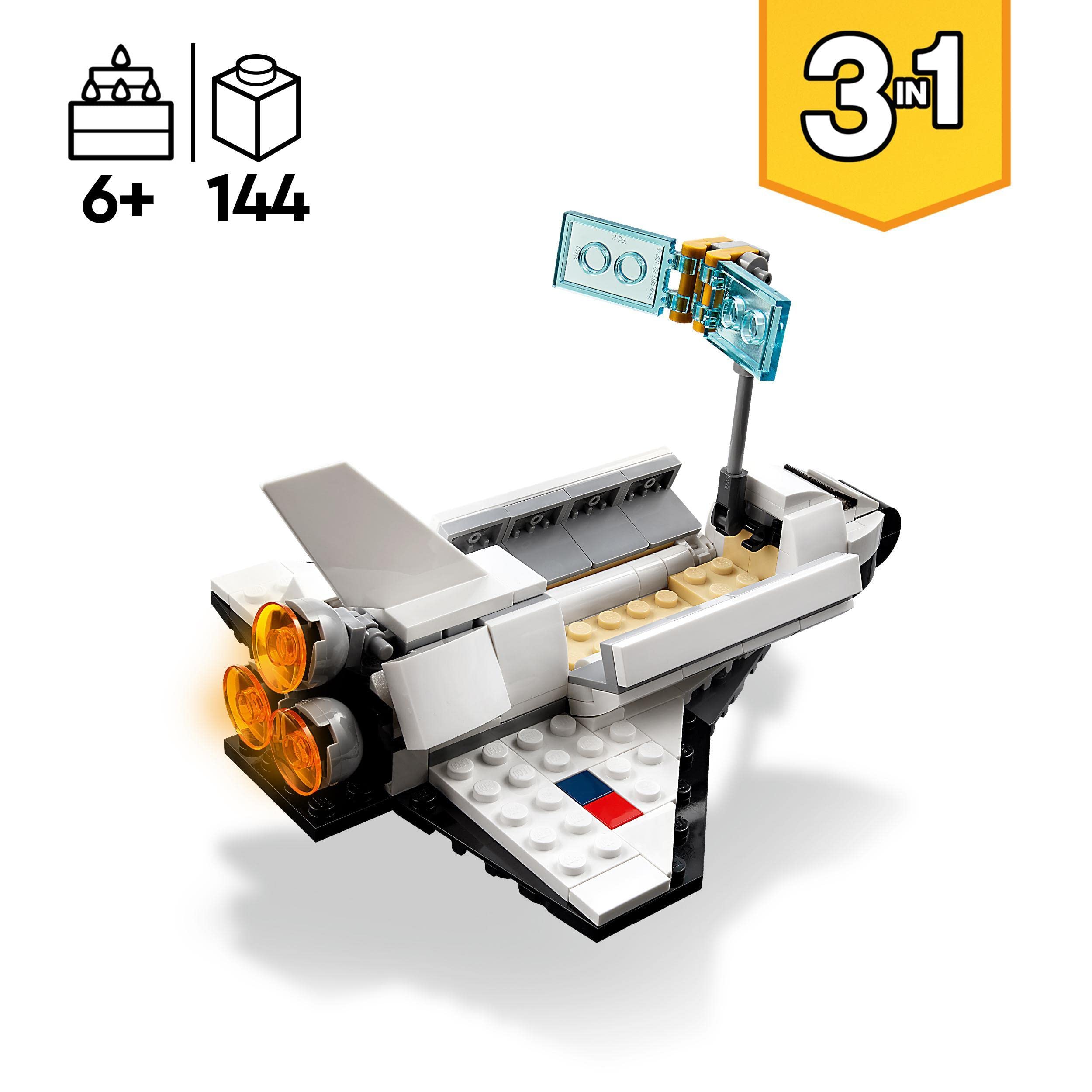 LEGO 31134 Creator 3-en-1 La Navette Spatiale, Jouet de Navette Spatiale en Vaisseau en Figurine Astronaute, pour Enfants, Garçons et Filles Dès 6 Ans, Idée Cadeau – Image 8