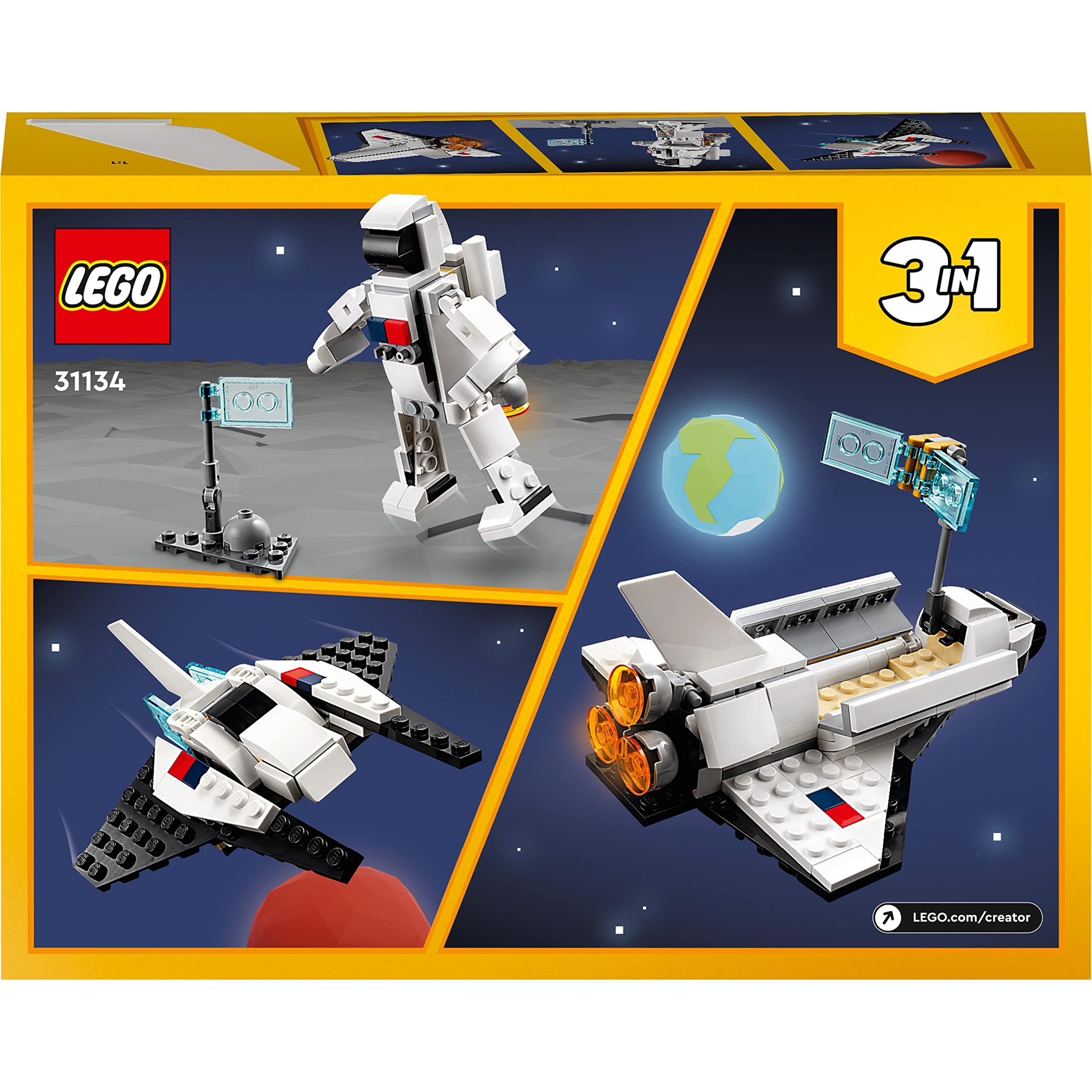 LEGO 31134 Creator 3-en-1 La Navette Spatiale, Jouet de Navette Spatiale en Vaisseau en Figurine Astronaute, pour Enfants, Garçons et Filles Dès 6 Ans, Idée Cadeau – Image 2
