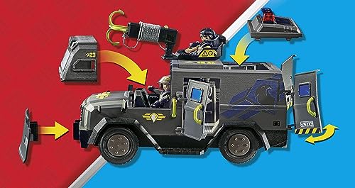 Playmobil 71144 Véhicule d'intervention des Forces spéciales - City Action - avec Deux Personnages et Une Voiture Qui Comprend des Effets sonores et Lumineux - Ville & Métiers - Dès 5 Ans – Image 6