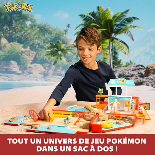 Bandai - Pokémon - Sac à Dos du dresseur Plage - Univers de Jeu Pokémon avec Mini-Jeux - Sac Qui se transforme en Aire de Jeu Plage - Figurine Pikachu Incluse - Coffret Jouet Enfant 4 Ans et + JW3424 – Image 7