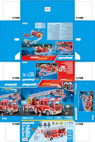 Playmobil 9463 Camion de Pompiers avec échelle pivotante - City Action - avec Trois Personnages, Un véhicule avec échelle télescopique, Module Lumineux et sonore - Intervention de Secours - Dès 4 Ans – Image 2