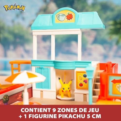 Bandai - Pokémon - Sac à Dos du dresseur Plage - Univers de Jeu Pokémon avec Mini-Jeux - Sac Qui se transforme en Aire de Jeu Plage - Figurine Pikachu Incluse - Coffret Jouet Enfant 4 Ans et + JW3424 – Image 5