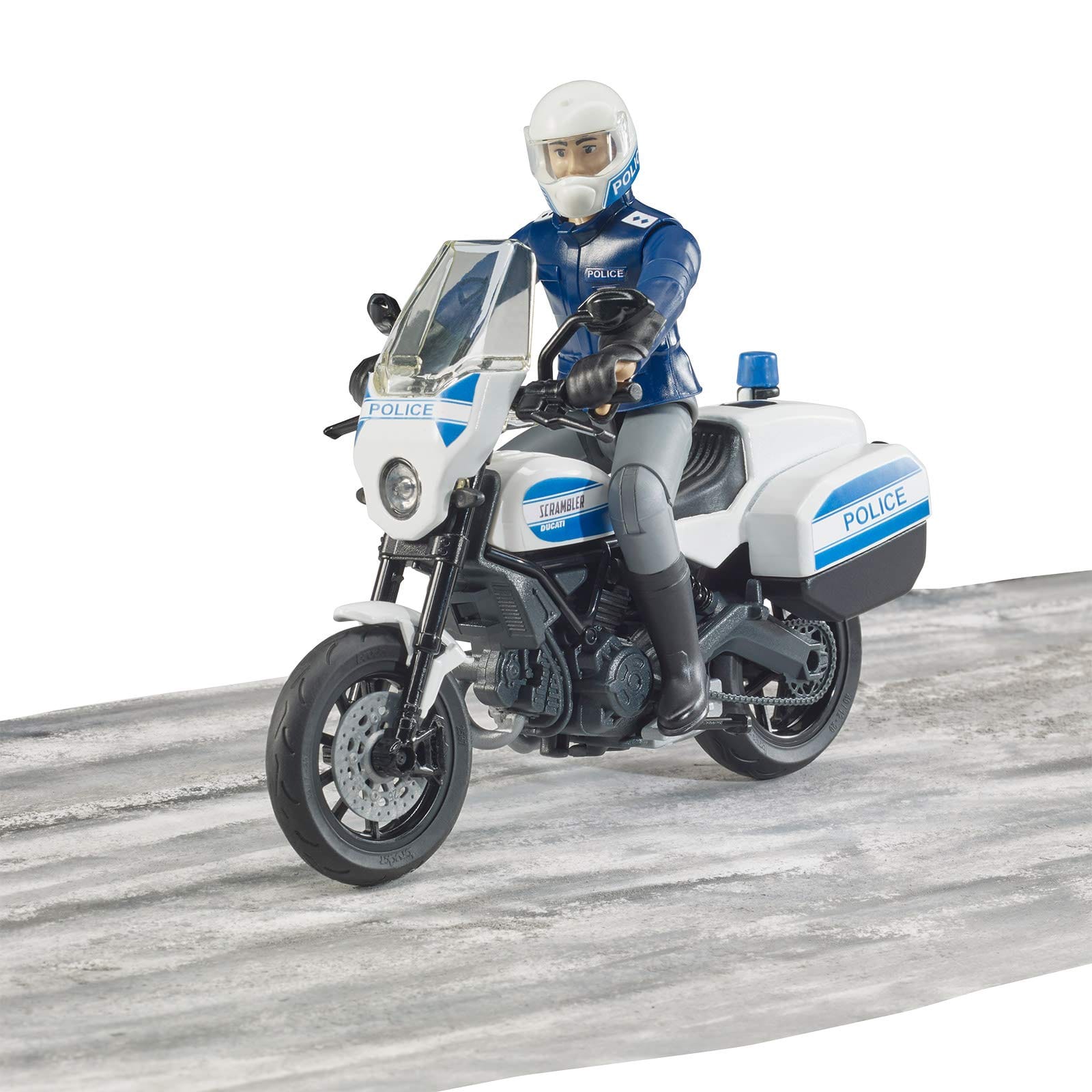 bruder 62731 - Bworld Scrambler Ducati Moto Police & Policier - 1:16 Agent, Véhicule d'intervention, Poste de commandement, Poste de police, Jouet – Image 2