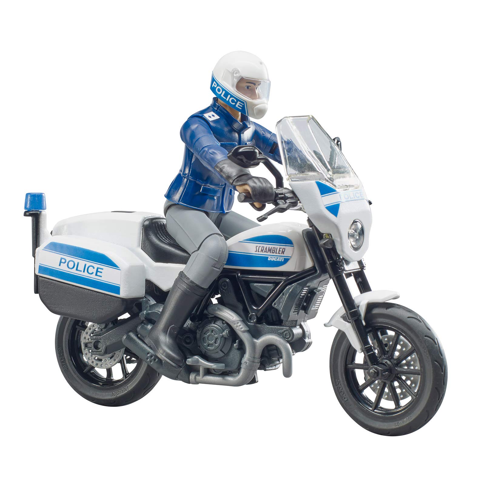 bruder 62731 - Bworld Scrambler Ducati Moto Police & Policier - 1:16 Agent, Véhicule d'intervention, Poste de commandement, Poste de police, Jouet – Image 5