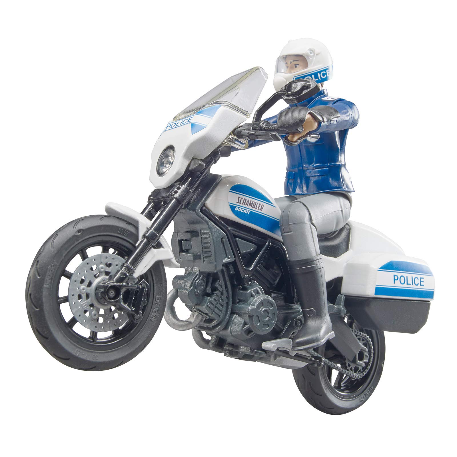 bruder 62731 - Bworld Scrambler Ducati Moto Police & Policier - 1:16 Agent, Véhicule d'intervention, Poste de commandement, Poste de police, Jouet – Image 4