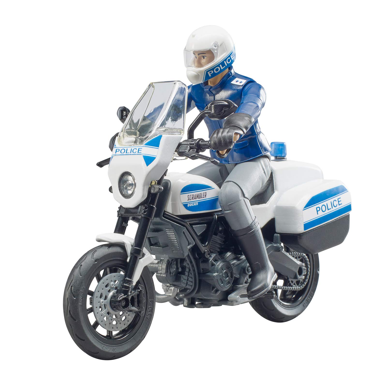 bruder 62731 - Bworld Scrambler Ducati Moto Police & Policier - 1:16 Agent, Véhicule d'intervention, Poste de commandement, Poste de police, Jouet – Image 3
