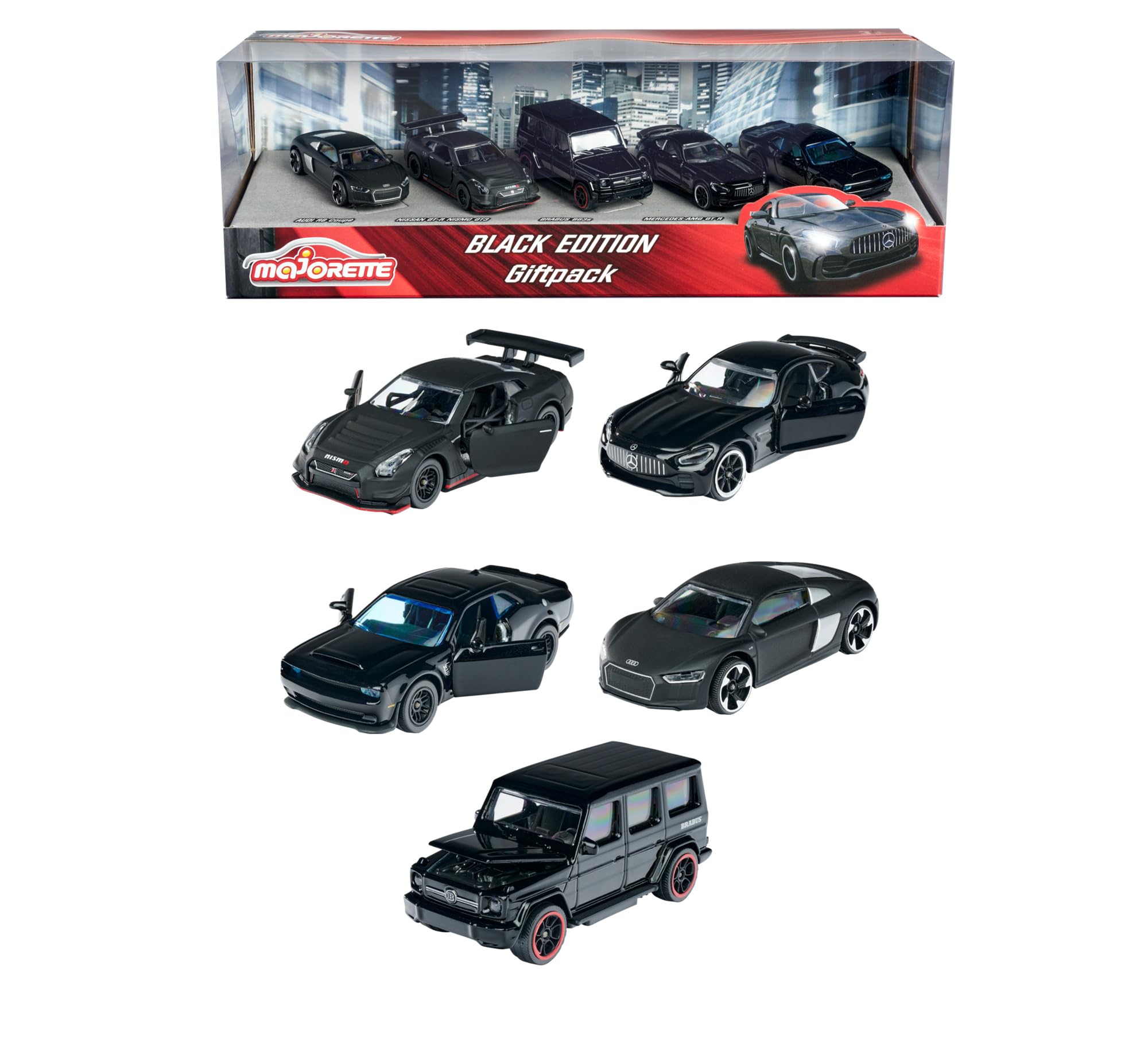 Majorette - Black Edition Giftpack - Voitures Miniatures en Métal - Coffret 5 Véhicules - 212053174
