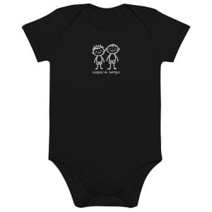 Body en coton bio bébé noir broderie