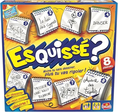 Esquissé - Jeu de Société - Dès 8 Ans - Fais Deviner ton Dessin à ton Voisin A Jouer en Famille ou entre Amis - 4 à 8 joueurs - 20 min
